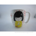 white ceramic mugs bulk, Japanese little girl decal design big capacity